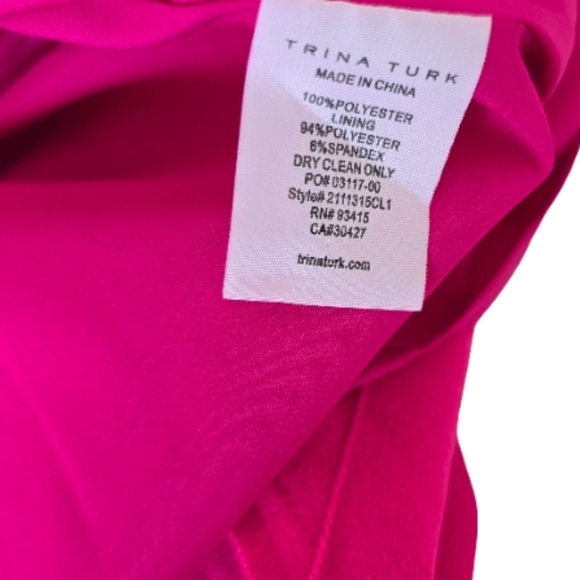 Trina Turk Puff Sleeve Mini Dress Pink V-Neck Balloon Sleeve Size 8 Glamoratti - Picture 5 of 10